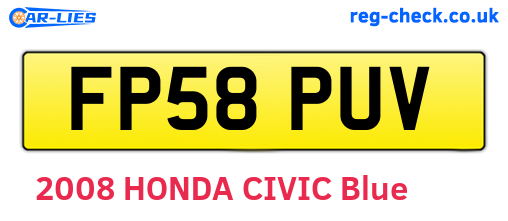FP58PUV are the vehicle registration plates.