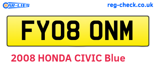 FY08ONM are the vehicle registration plates.