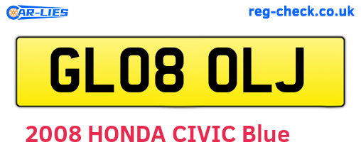 GL08OLJ are the vehicle registration plates.