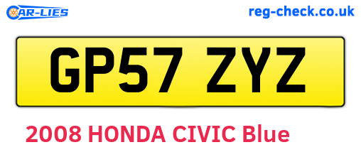 GP57ZYZ are the vehicle registration plates.
