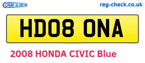 HD08ONA are the vehicle registration plates.