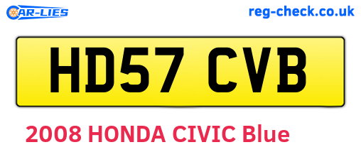 HD57CVB are the vehicle registration plates.