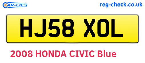 HJ58XOL are the vehicle registration plates.