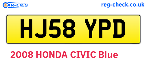 HJ58YPD are the vehicle registration plates.