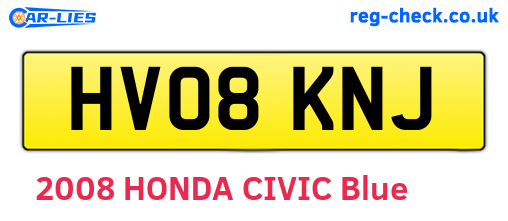 HV08KNJ are the vehicle registration plates.