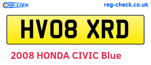 HV08XRD are the vehicle registration plates.