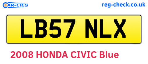 LB57NLX are the vehicle registration plates.