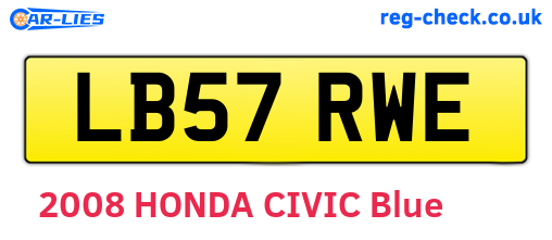 LB57RWE are the vehicle registration plates.