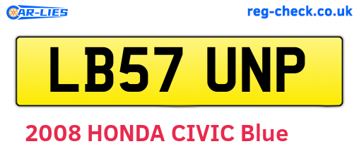 LB57UNP are the vehicle registration plates.