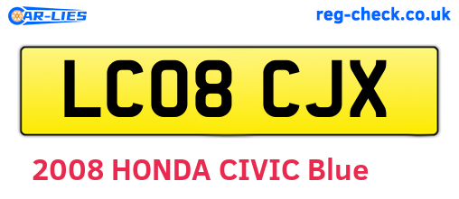LC08CJX are the vehicle registration plates.