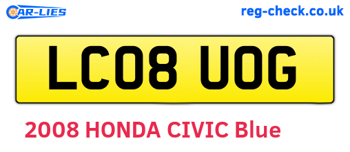 LC08UOG are the vehicle registration plates.