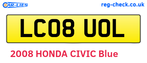 LC08UOL are the vehicle registration plates.