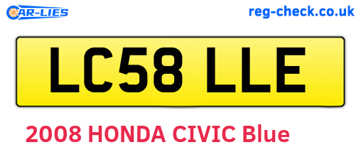 LC58LLE are the vehicle registration plates.