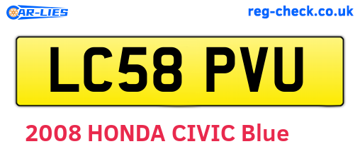 LC58PVU are the vehicle registration plates.