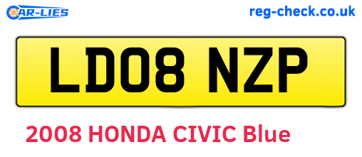 LD08NZP are the vehicle registration plates.