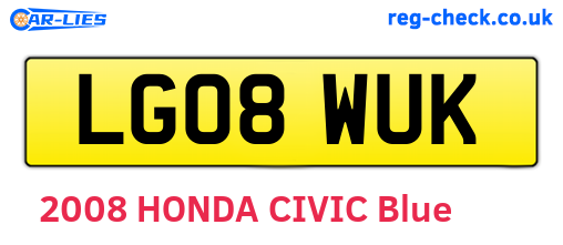LG08WUK are the vehicle registration plates.
