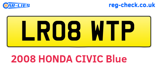 LR08WTP are the vehicle registration plates.