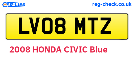 LV08MTZ are the vehicle registration plates.