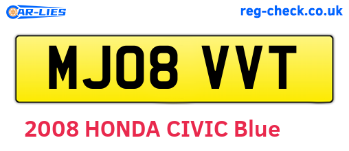 MJ08VVT are the vehicle registration plates.