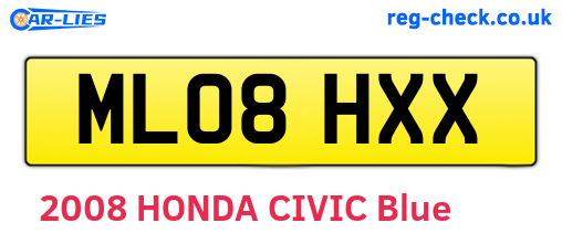 ML08HXX are the vehicle registration plates.