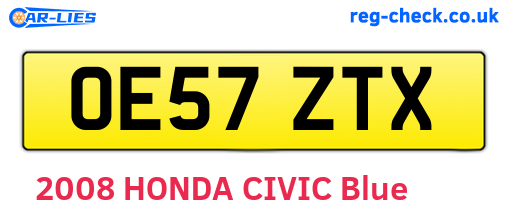 OE57ZTX are the vehicle registration plates.