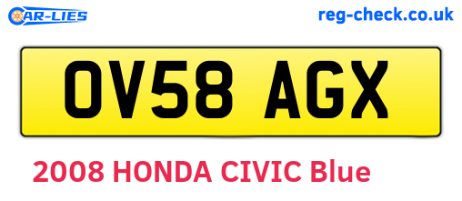 OV58AGX are the vehicle registration plates.