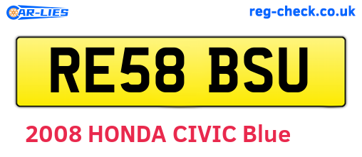 RE58BSU are the vehicle registration plates.