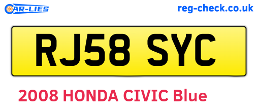 RJ58SYC are the vehicle registration plates.