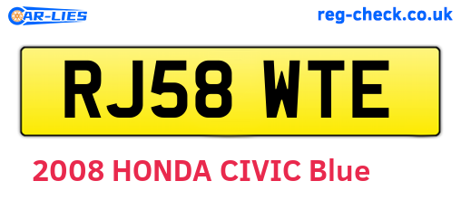 RJ58WTE are the vehicle registration plates.