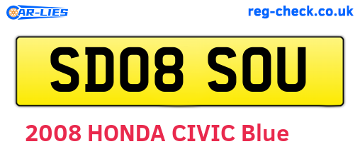 SD08SOU are the vehicle registration plates.