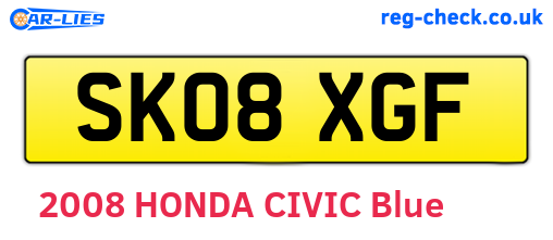 SK08XGF are the vehicle registration plates.