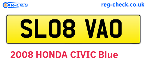 SL08VAO are the vehicle registration plates.
