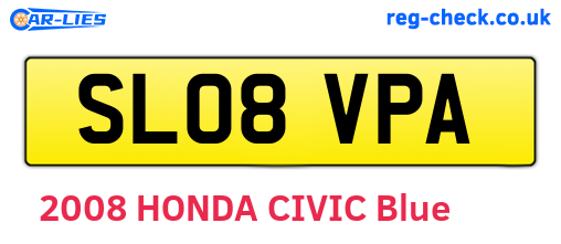 SL08VPA are the vehicle registration plates.