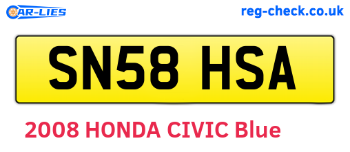 SN58HSA are the vehicle registration plates.