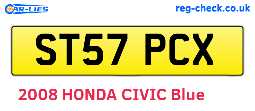 ST57PCX are the vehicle registration plates.