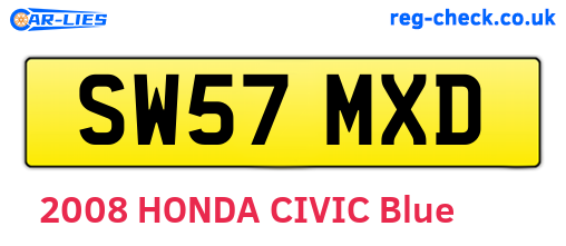 SW57MXD are the vehicle registration plates.