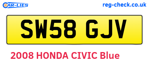 SW58GJV are the vehicle registration plates.