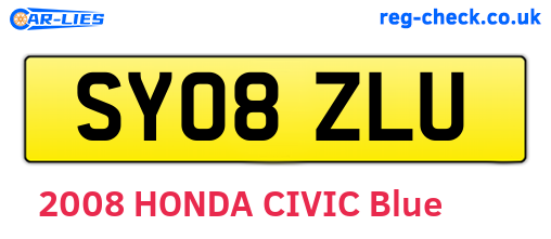 SY08ZLU are the vehicle registration plates.