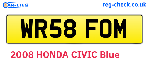 WR58FOM are the vehicle registration plates.