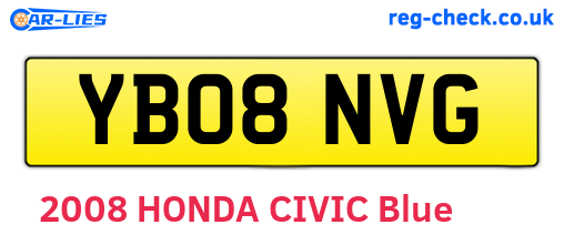 YB08NVG are the vehicle registration plates.