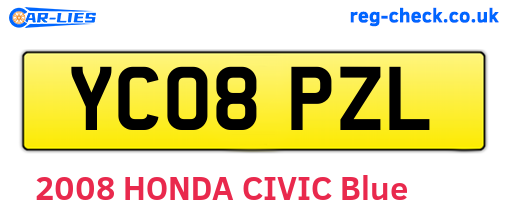YC08PZL are the vehicle registration plates.