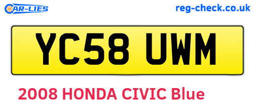 YC58UWM are the vehicle registration plates.
