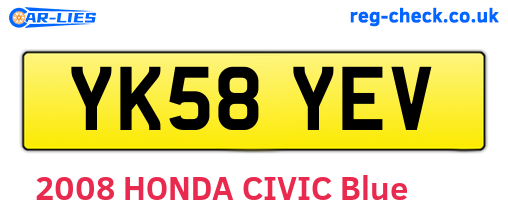 YK58YEV are the vehicle registration plates.