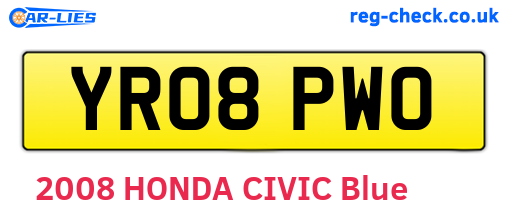 YR08PWO are the vehicle registration plates.