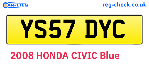YS57DYC are the vehicle registration plates.