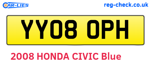 YY08OPH are the vehicle registration plates.