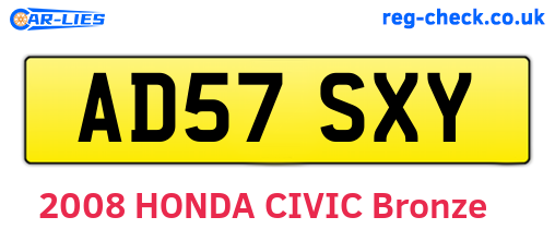 AD57SXY are the vehicle registration plates.