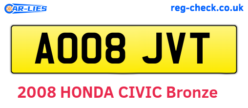 AO08JVT are the vehicle registration plates.