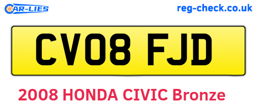 CV08FJD are the vehicle registration plates.