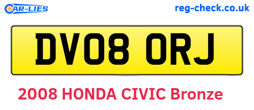DV08ORJ are the vehicle registration plates.